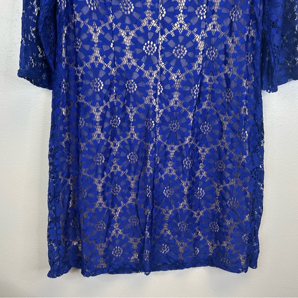 Jessica Howard Womens 16 1X Royal Blue Lace Dress Wedding Guest Cocktail Party - Picture 12 of 13